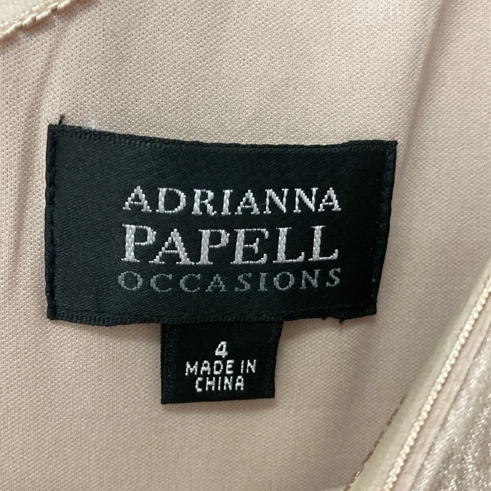 Adrianna Papell Tiered One Shoulder Gold Shimmery Cocktail Dress Sz 4 - Picture 2 of 7